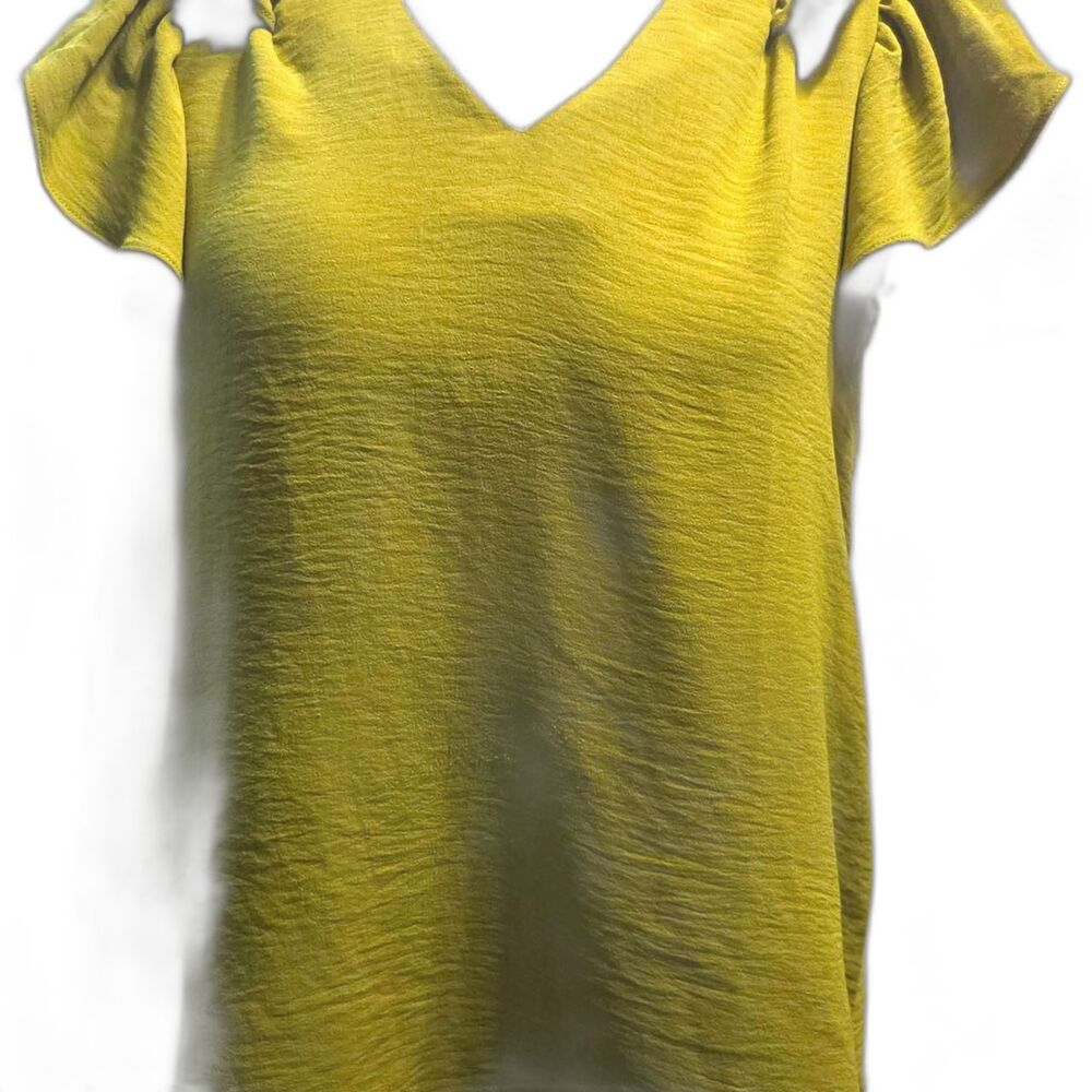 Chartreuse/Avocado, textured crinkle fabric top